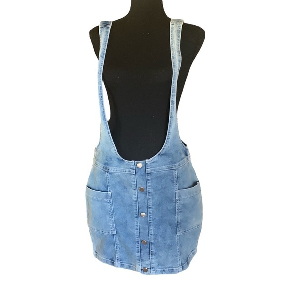 ATIPICAL Denim Country Western Concert Romper Jumper Mini Dress Size Large ECU - Picture 1 of 10